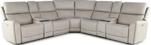 Damon Capriccio Dove 7-Piece Power Reclining Sectional with Audio System