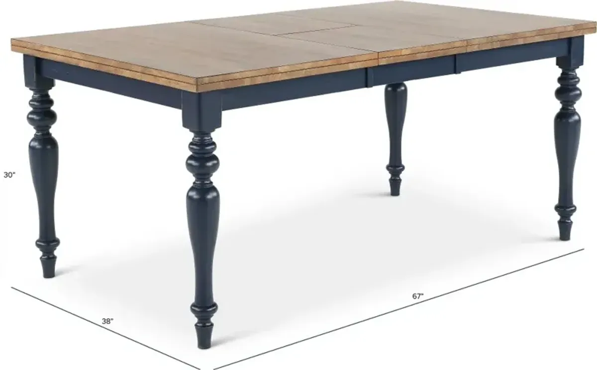 Carmen Oak and Blue Dining Table