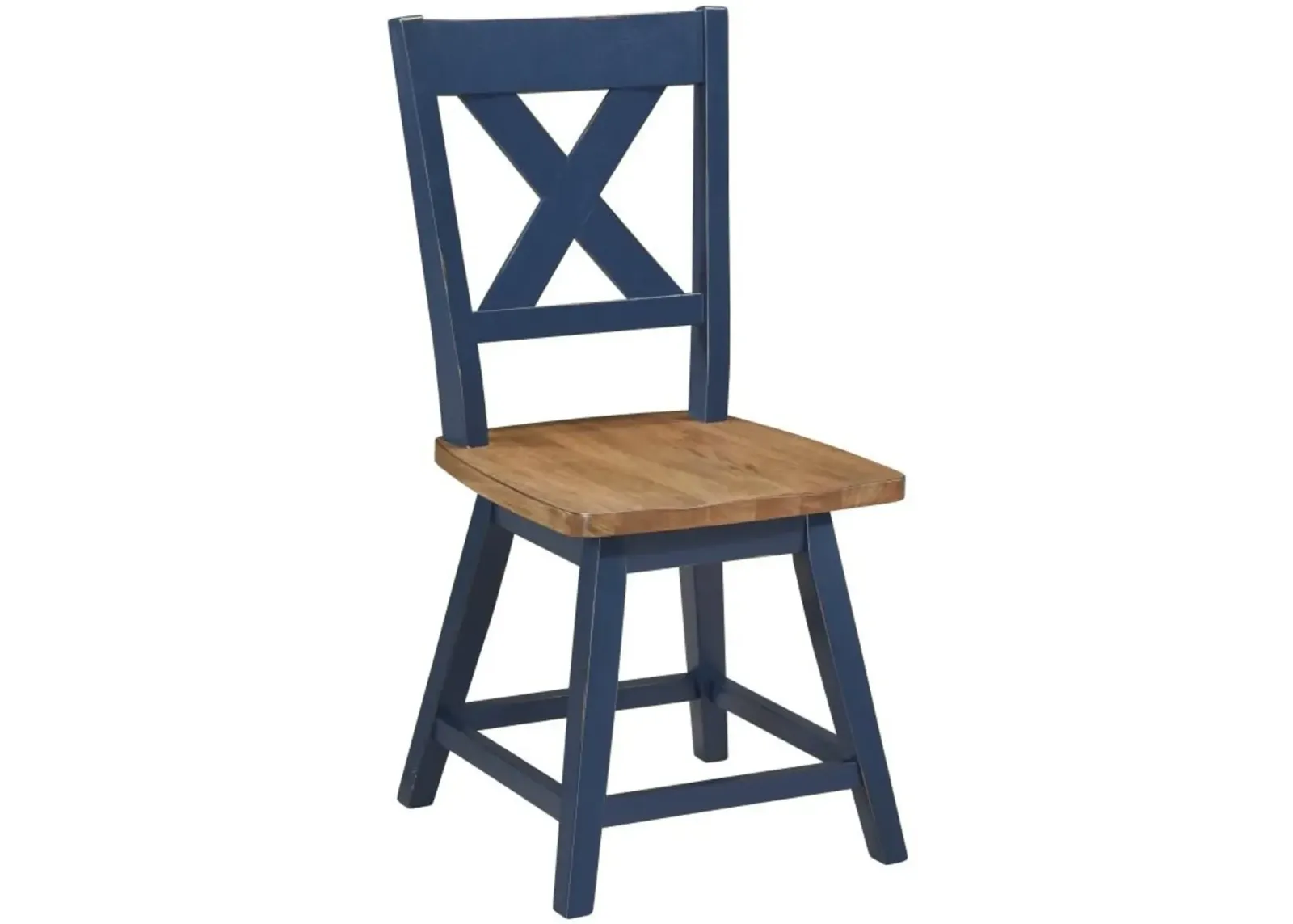 Carmen Oak and Blue Swivel Dining Chair