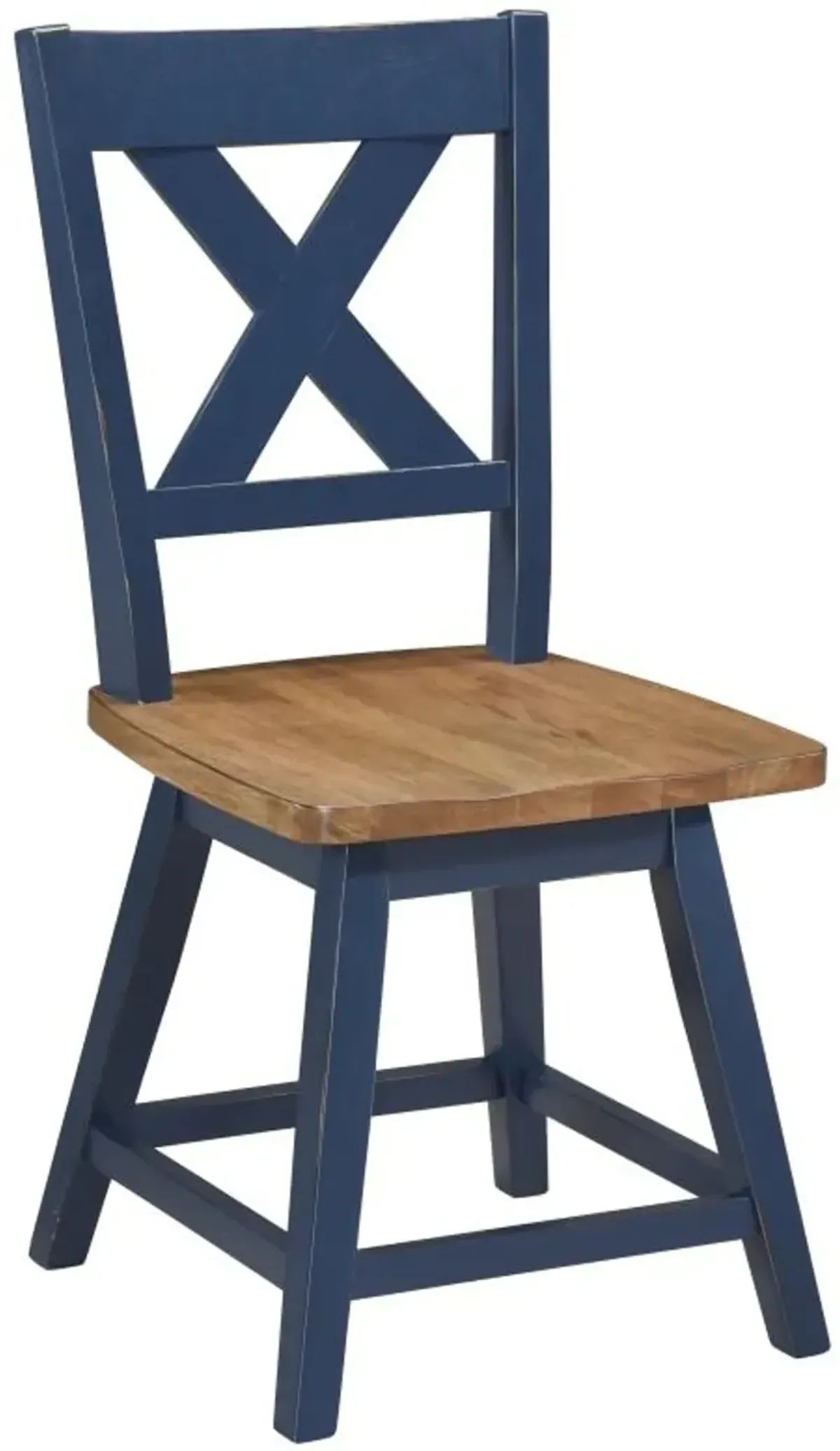 Carmen Oak and Blue Swivel Dining Chair