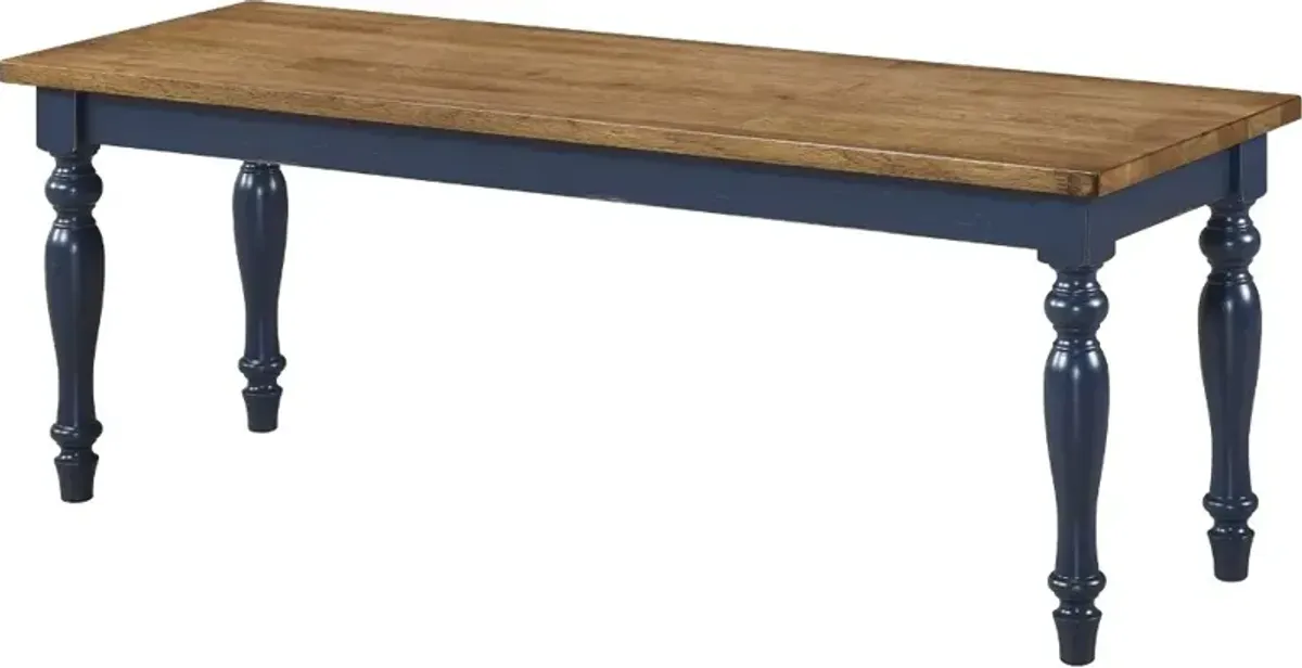 Carmen Oak and Blue Dining Bench