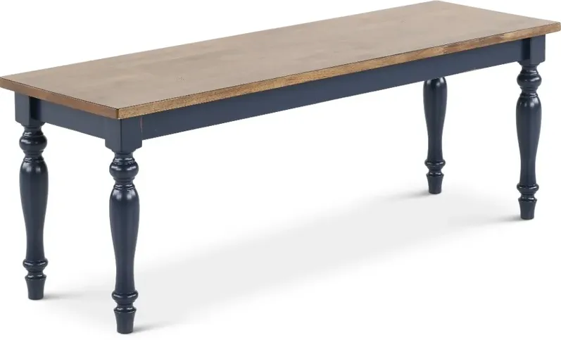 Carmen Oak and Blue Dining Bench