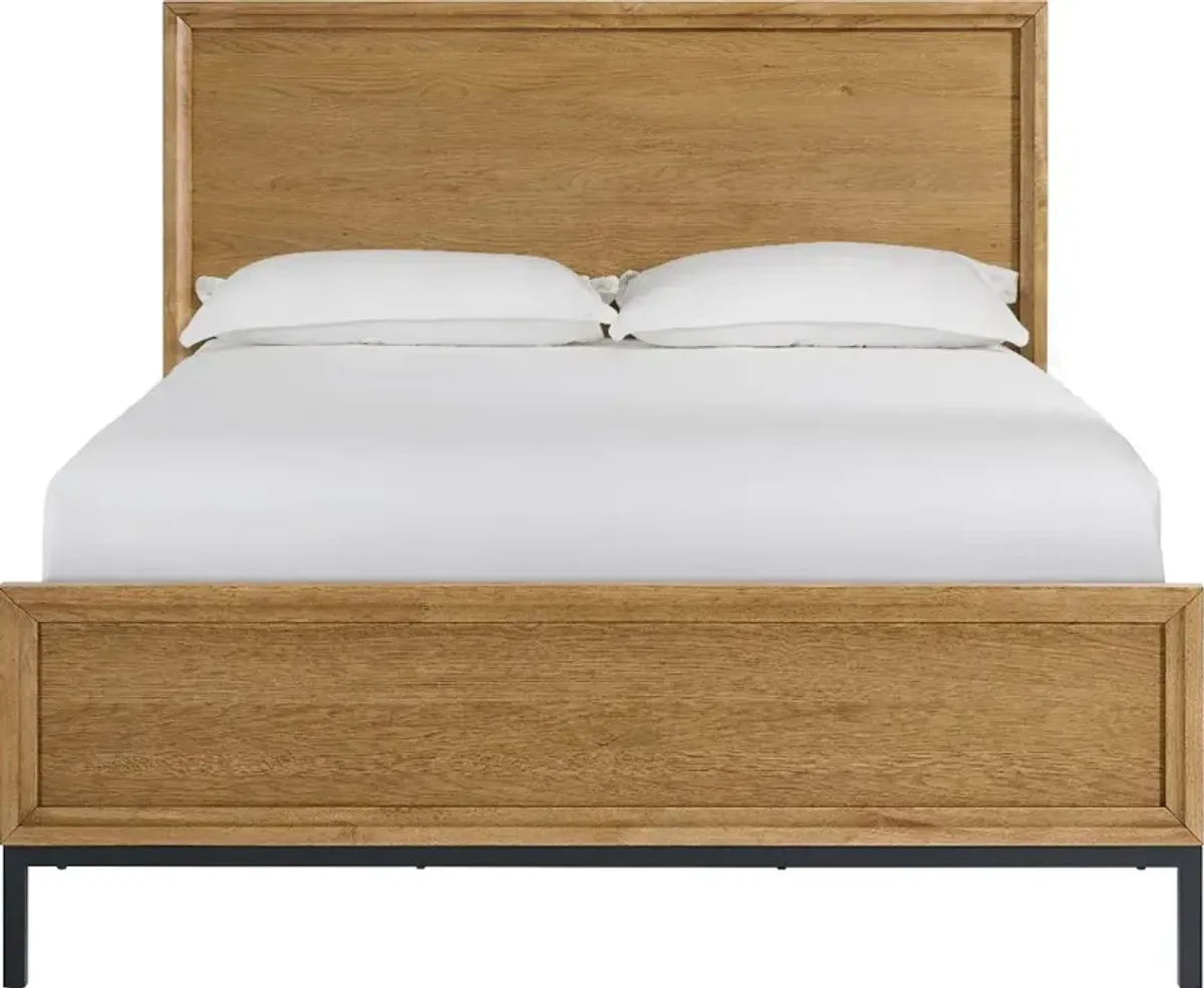 Newport Natural Oak Queen Platform Bed