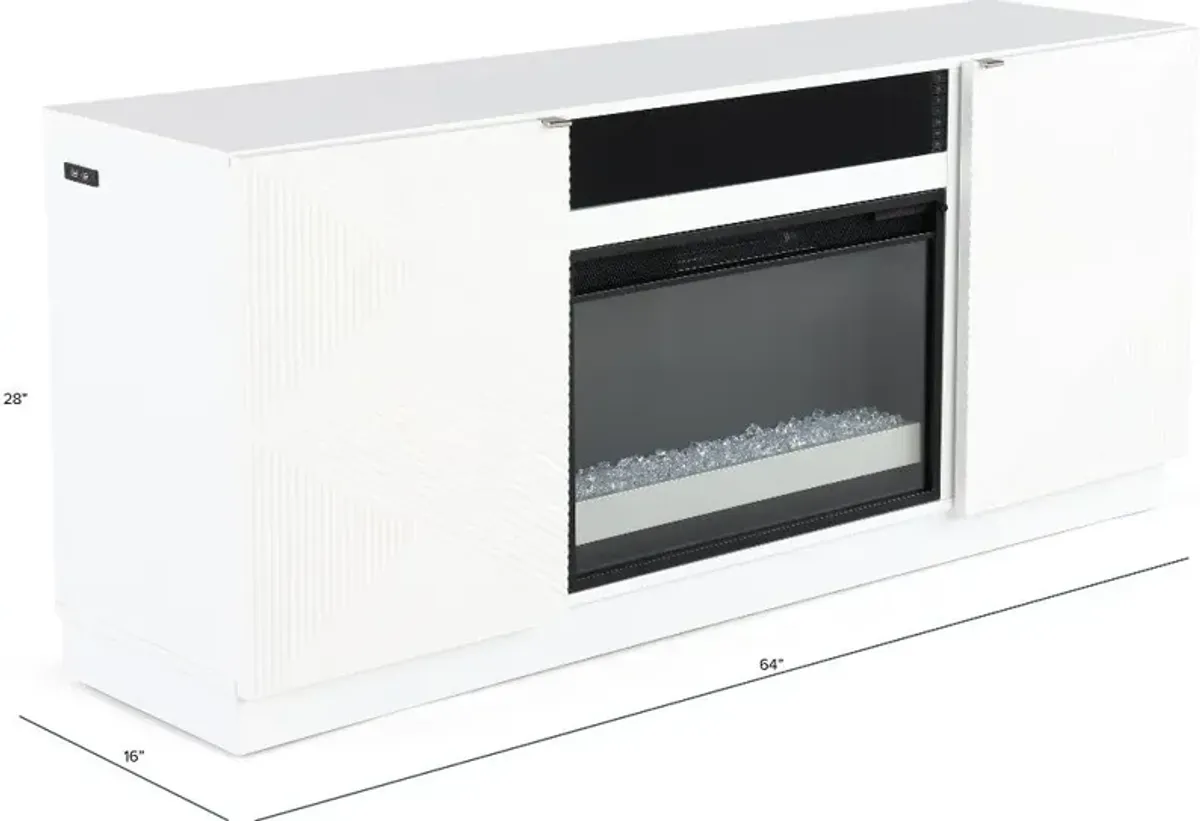 Paxton 64" White Fireplace TV Stand