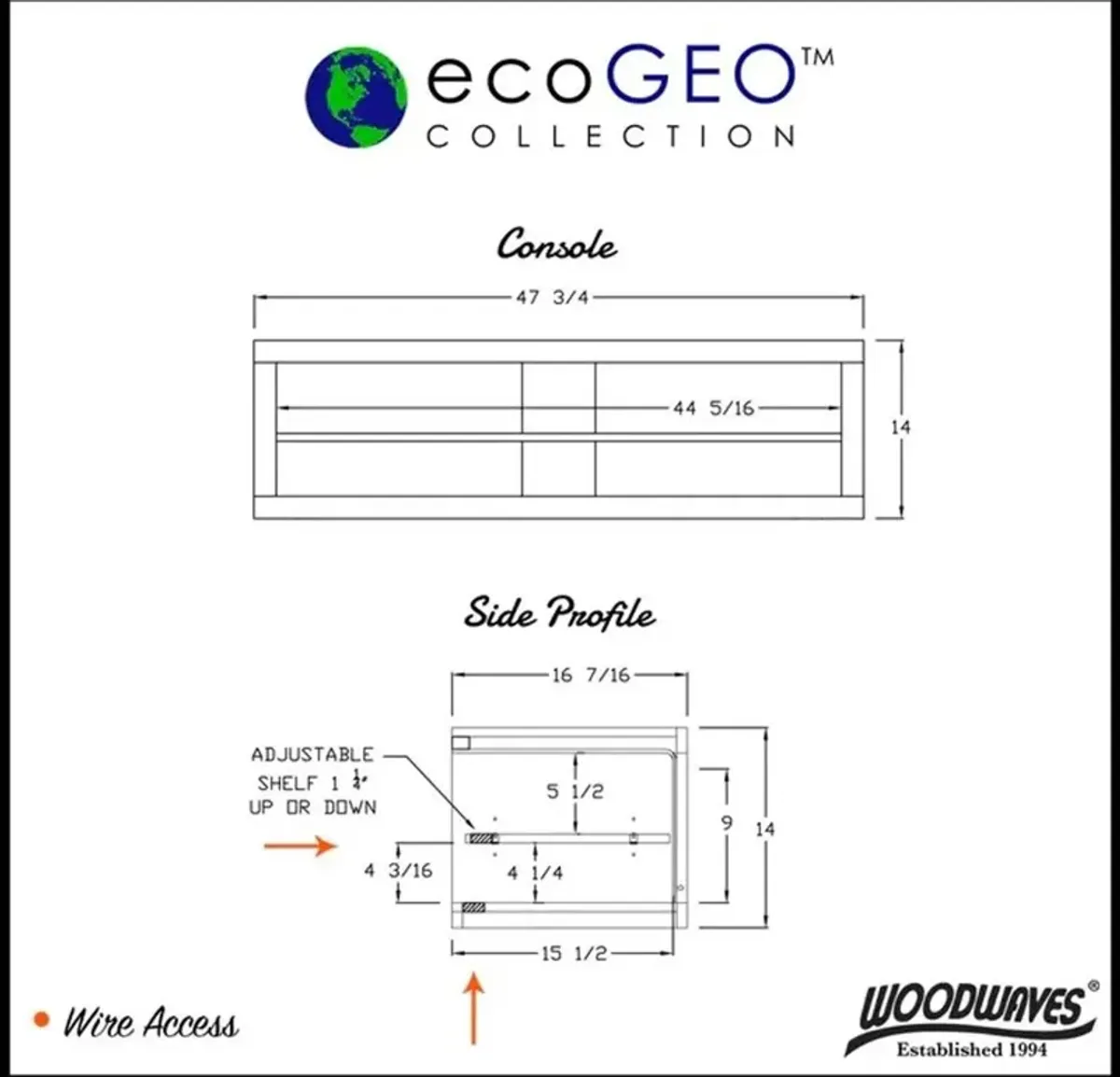 Eco Geo Espresso Wall Mounted TV Stand