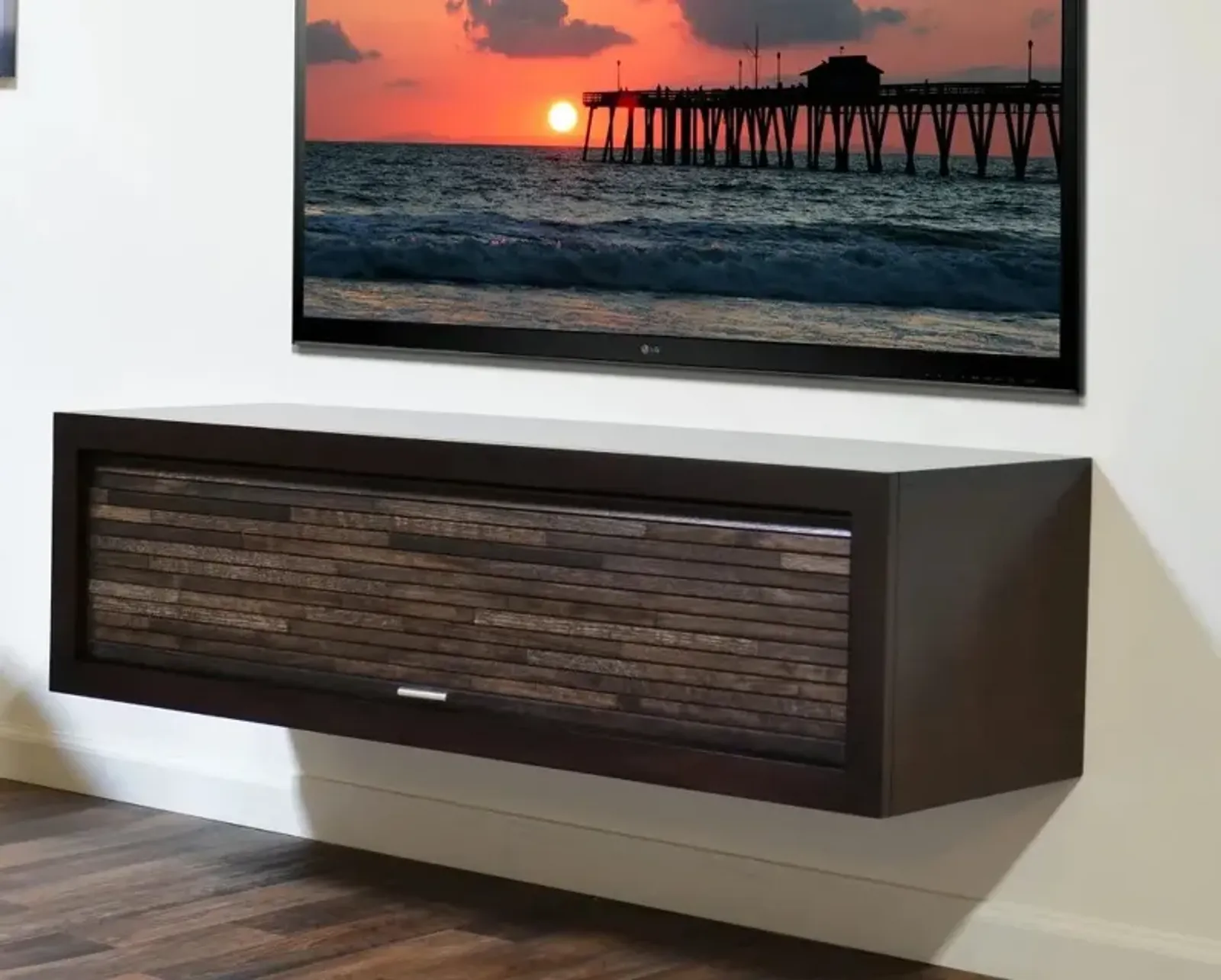 Eco Geo Espresso Wall Mounted TV Stand