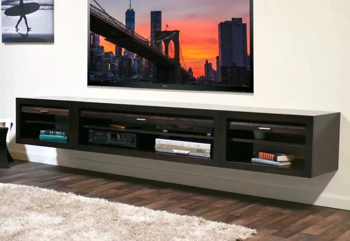 Eco Geo Espresso Wall Mounted TV Stand with Modular Side Consoles