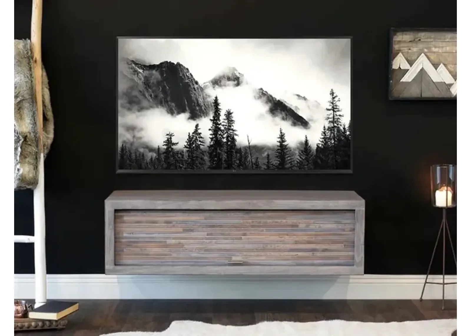 Eco Geo Gray Wall Mounted TV Stand