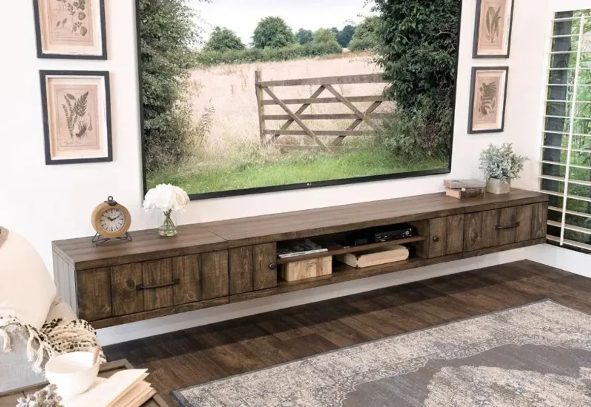 Farmhouse Rustic Wall Mounted TV Stand with Modular Side Consoles