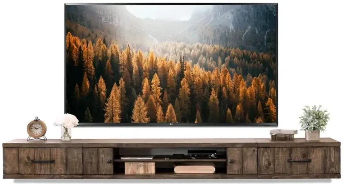 Farmhouse Rustic Wall Mounted TV Stand with Modular Side Consoles