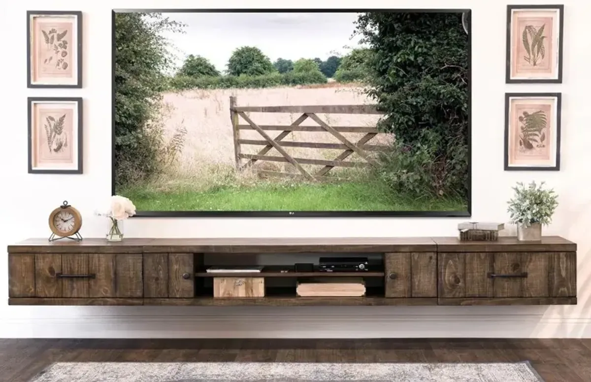 Farmhouse Rustic Wall Mounted TV Stand with Modular Side Consoles