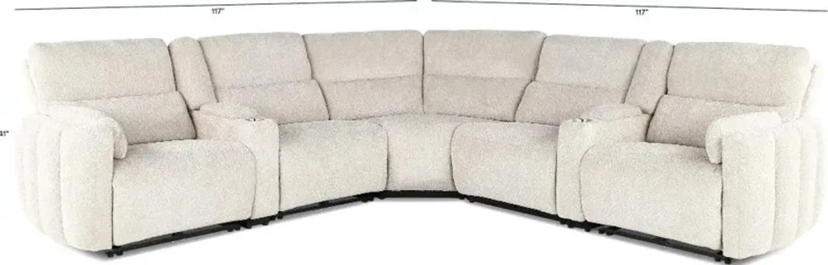 Modesto Buttercream 7-Piece Power Reclining Sectional