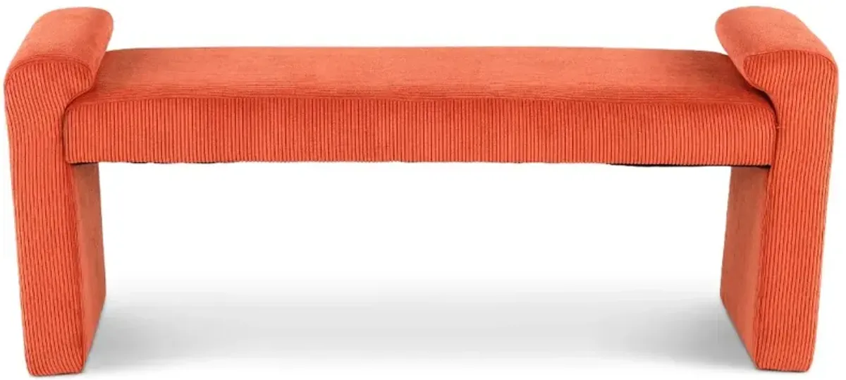 Lorelai Rust Red Corduroy Upholstered Bench