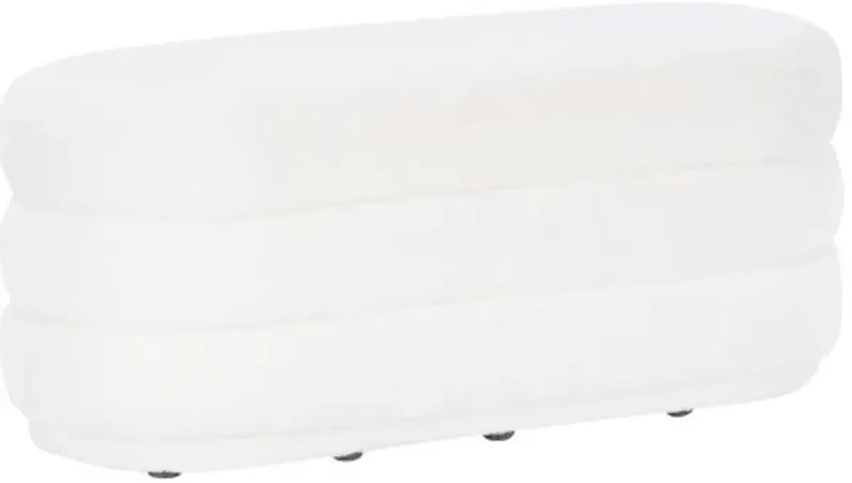 Lisa White Sherpa Oblong Ottoman