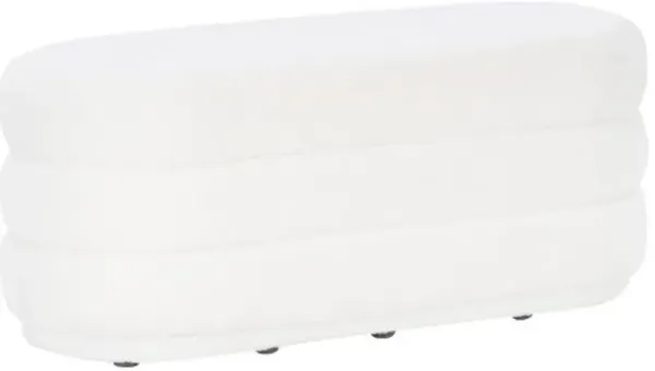 Lisa White Sherpa Oblong Ottoman