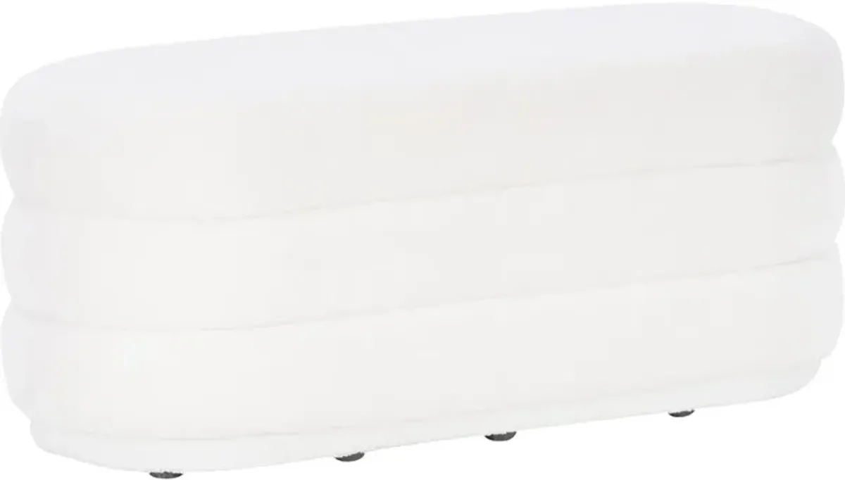 Lisa White Sherpa Oblong Ottoman