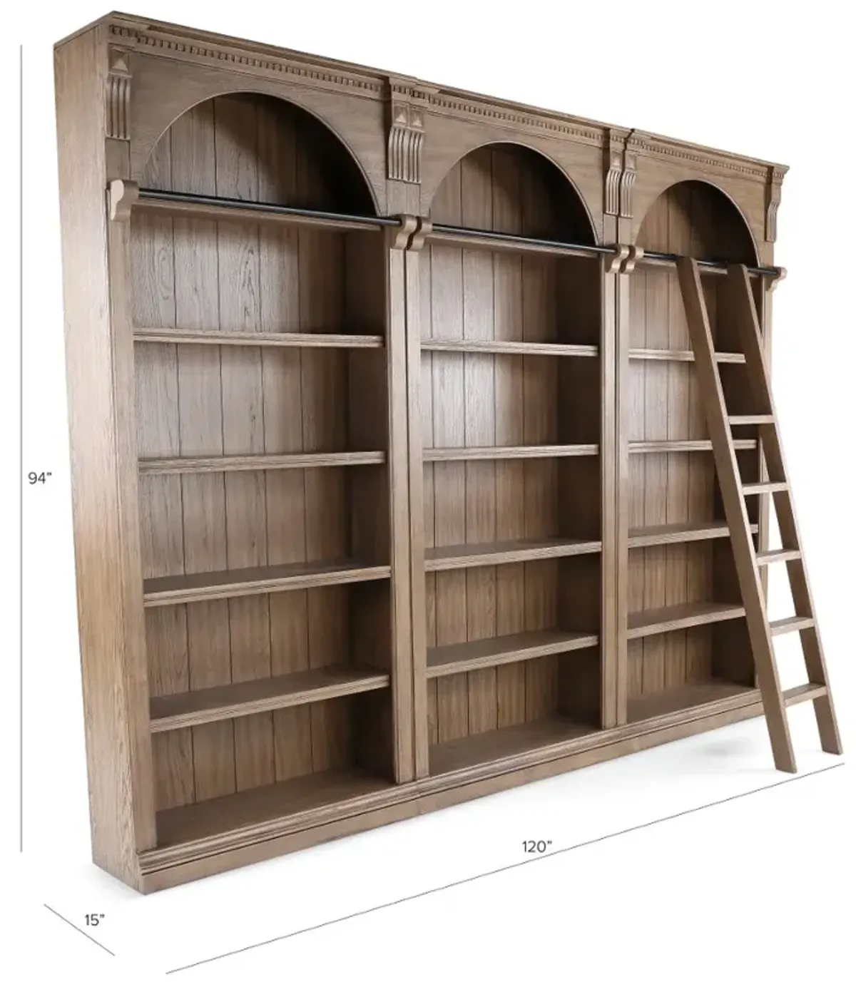 Stratton Brown Bookcases with Ladder