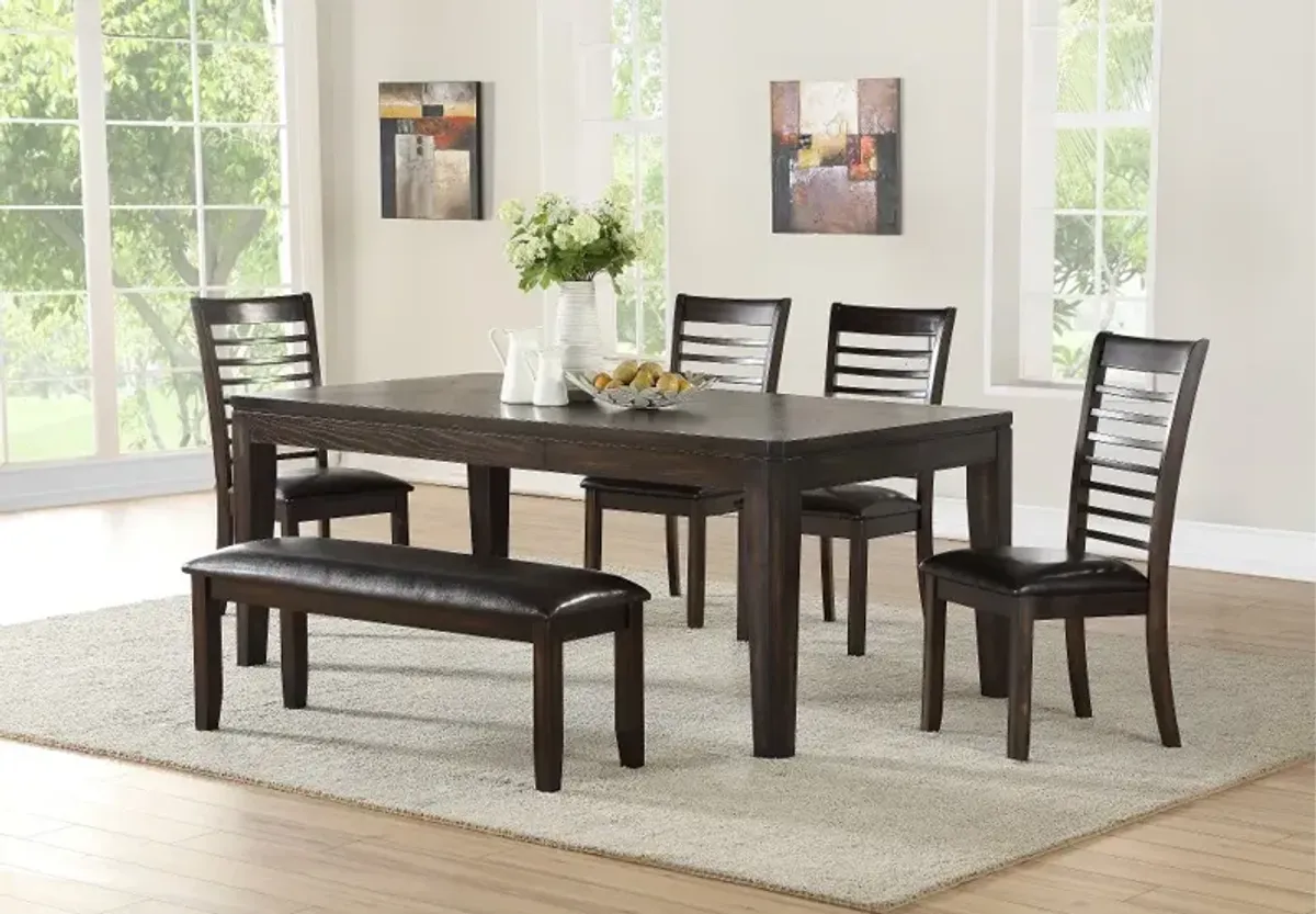 Ally Dark Brown 6 Piece Dining Set