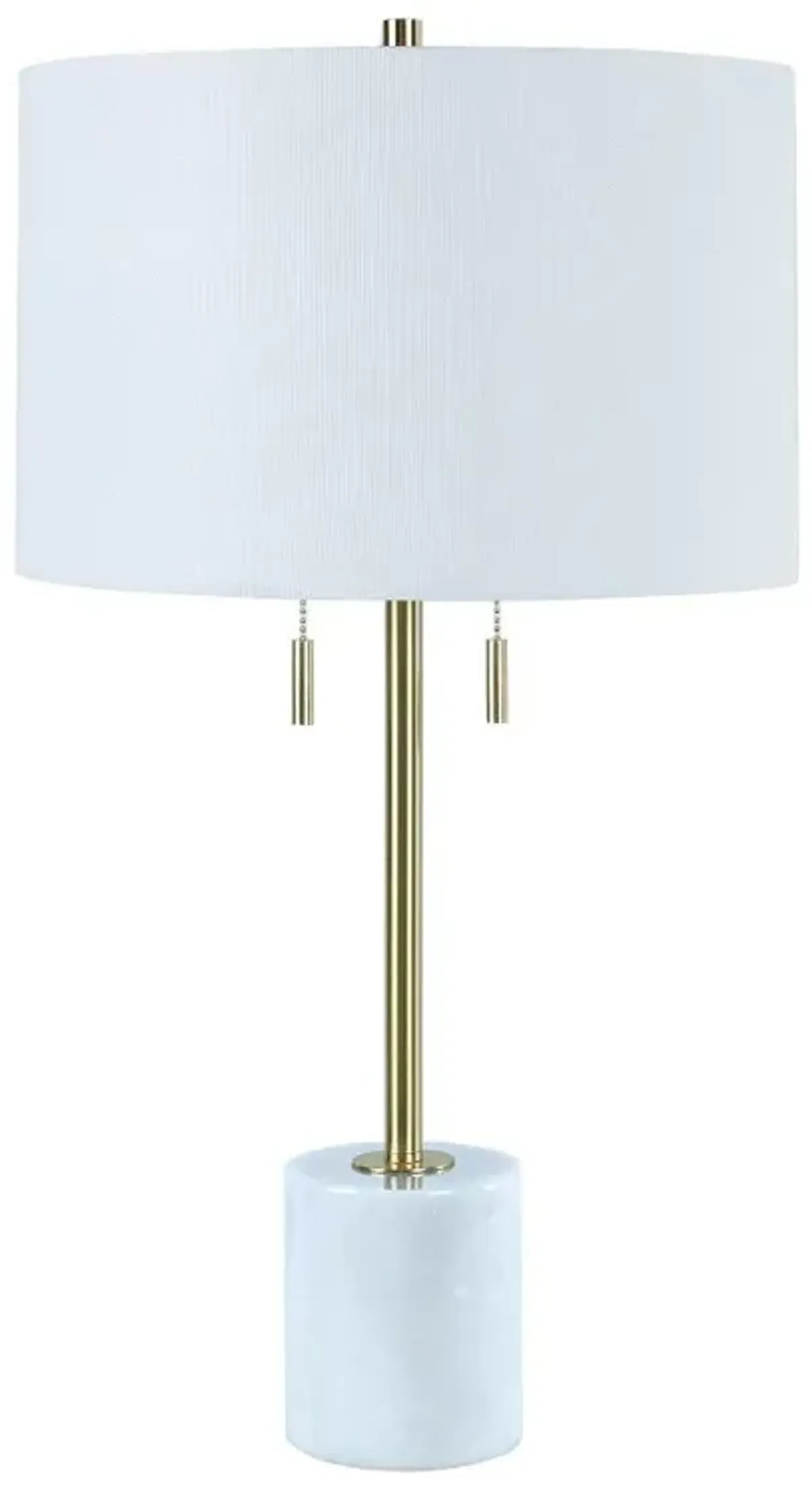 Gold Metal and White Marble Table Lamp