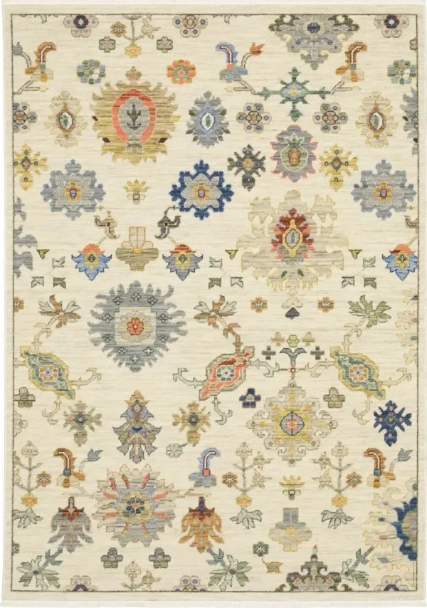 Lucca 5 x 8 Flower Garden Ivory Area Rug
