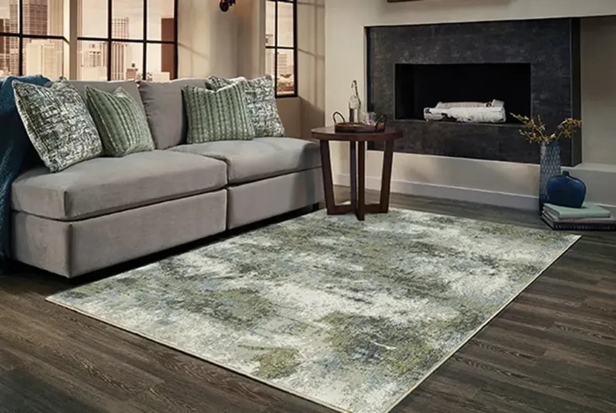 Evolution 8 x 11 Blue Green Area Rug