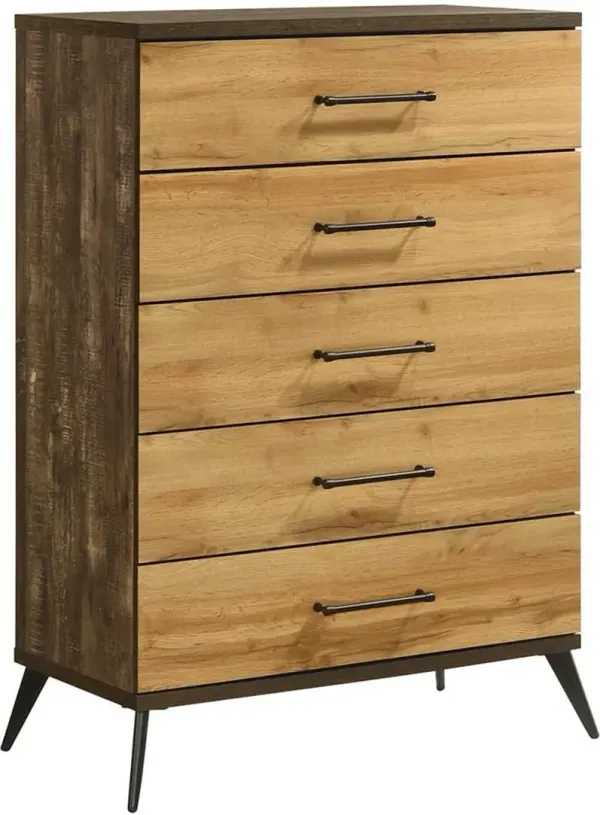Pine Row Antique Natural and Brown Chest of Drawers