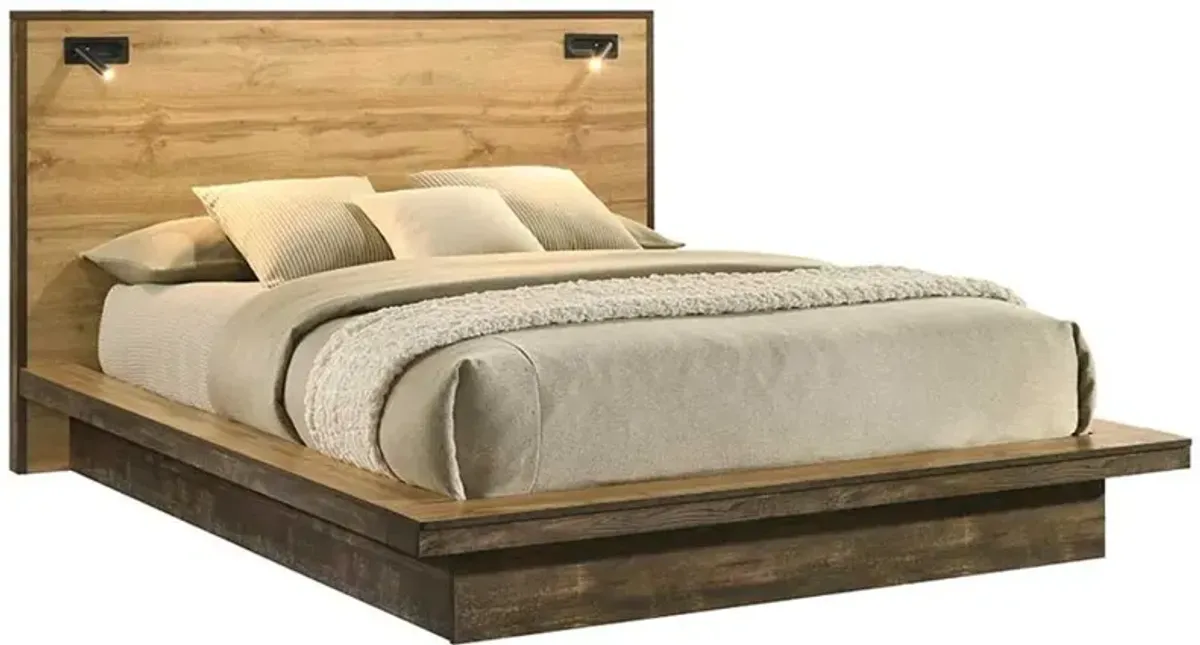 Pine Row Natural and Brown Full Platform Bed