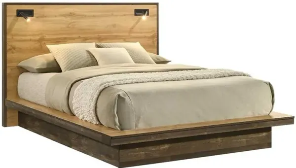 Pine Row Natural and Brown Queen Platform Bed