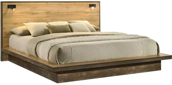 Pine Row Natural and Brown King Platform Bed