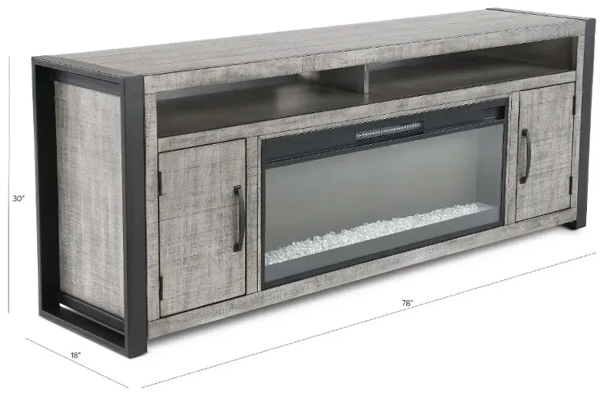 Ferrand Gray 78" Crystal Fireplace TV Stand