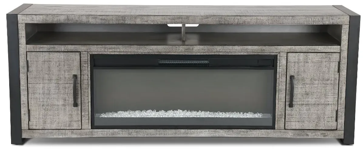 Ferrand Gray 78" Crystal Fireplace TV Stand