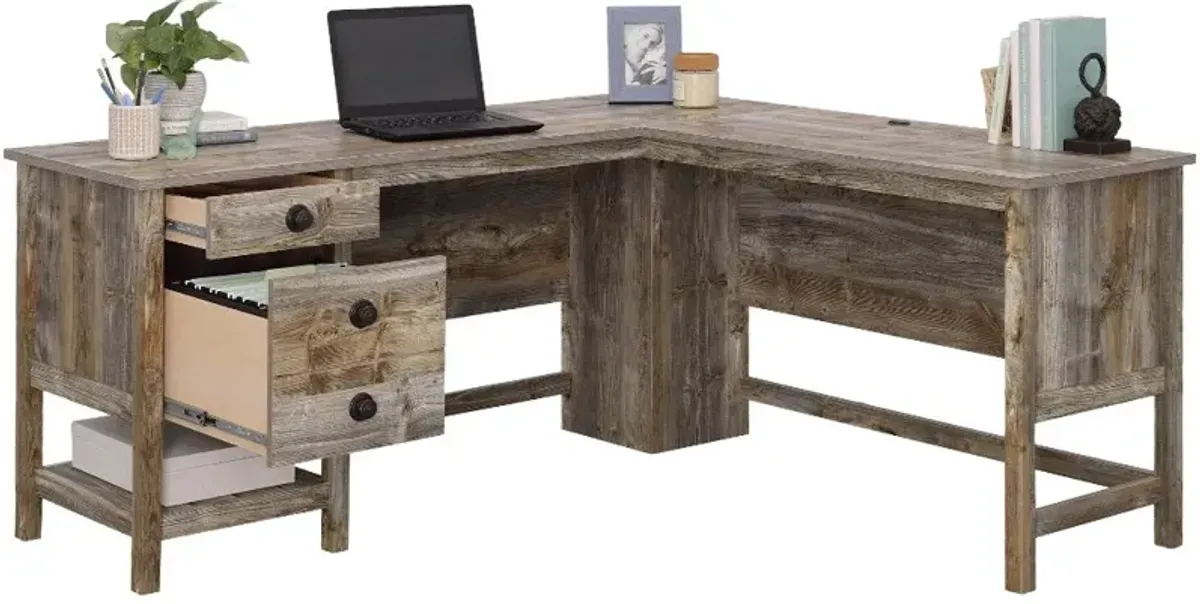 Granite Trace Natural L-Shaped Desk