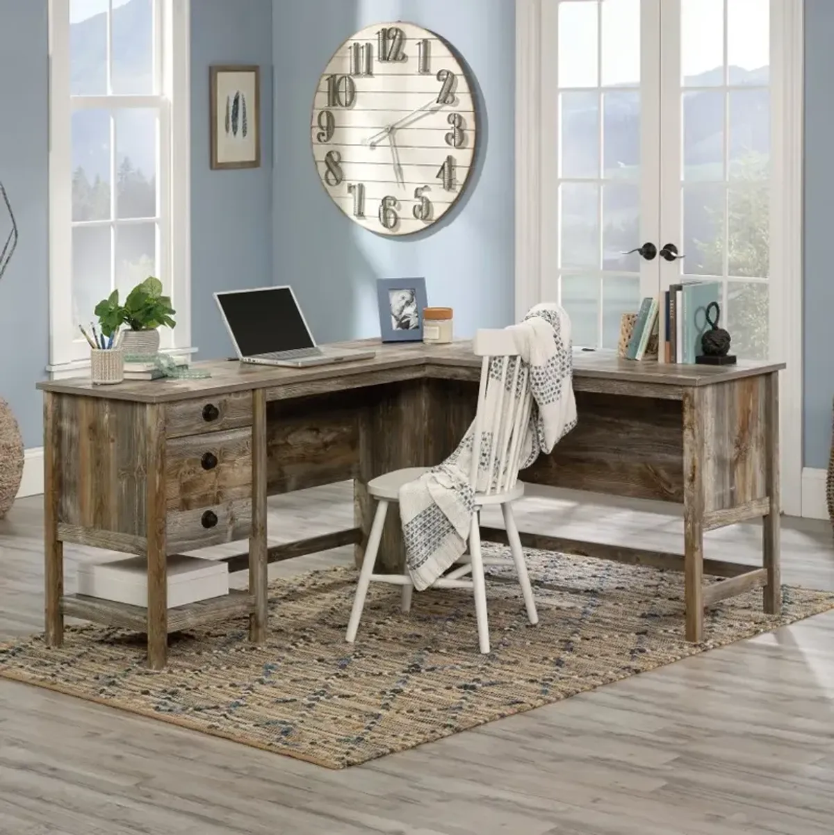 Granite Trace Natural L-Shaped Desk