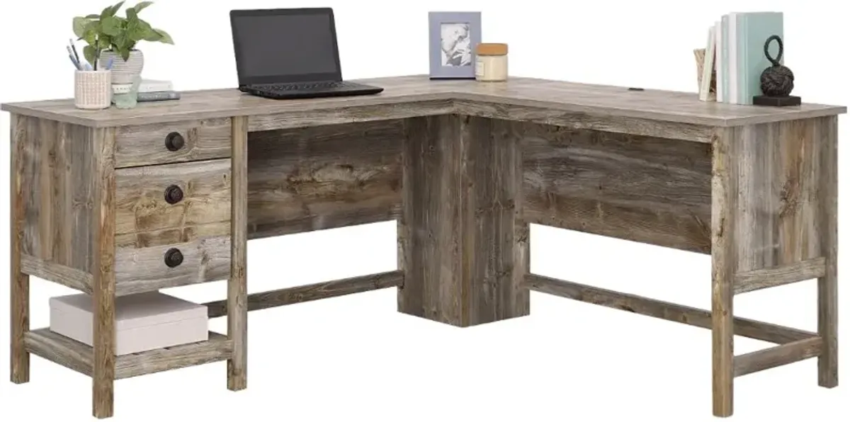 Granite Trace Natural L-Shaped Desk