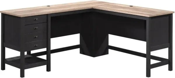 Raven Black and Tan L-Shaped Desk