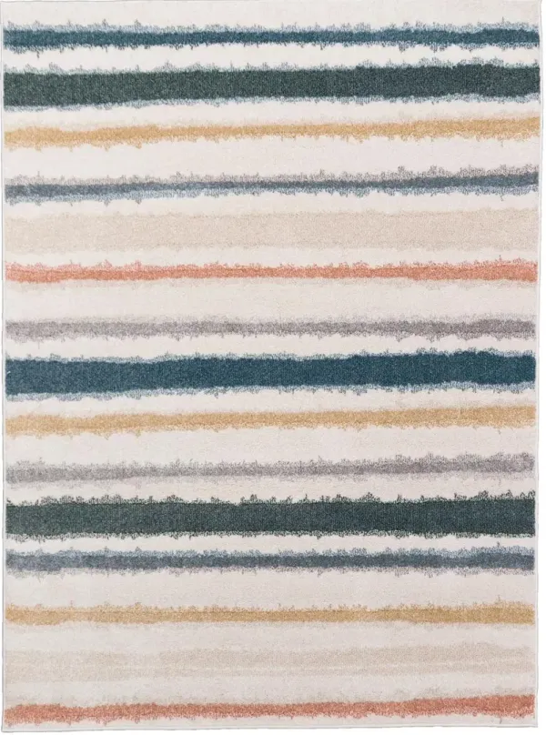 Playroom 5 x 7 Montreal Ivory and Multicolor Striped Area Rug