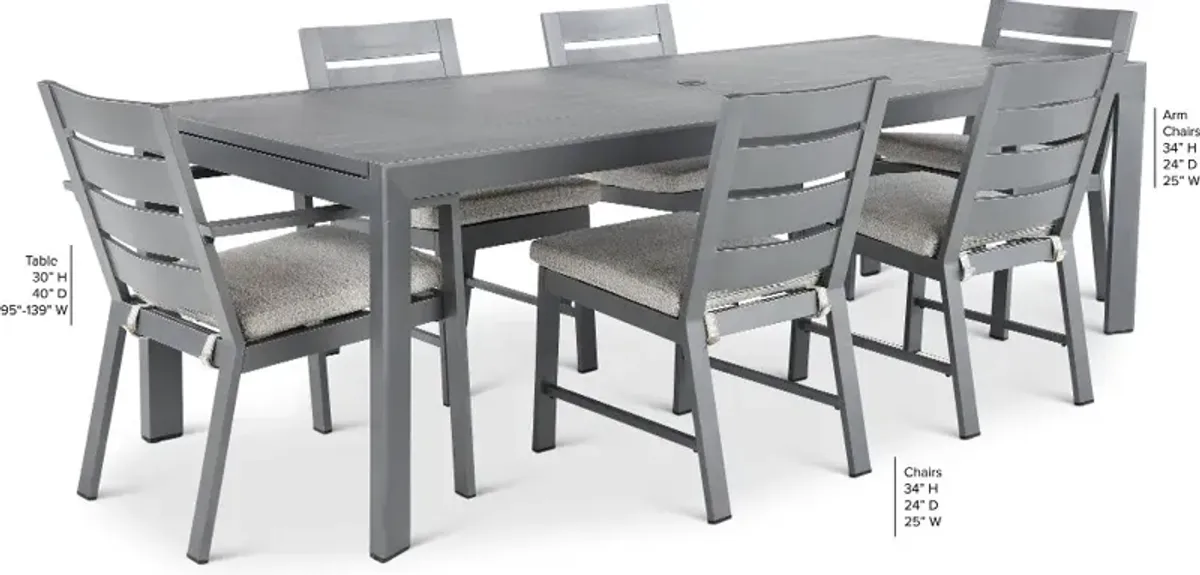 Gibraltar Gray and Beige 7-Piece Dining Table Set