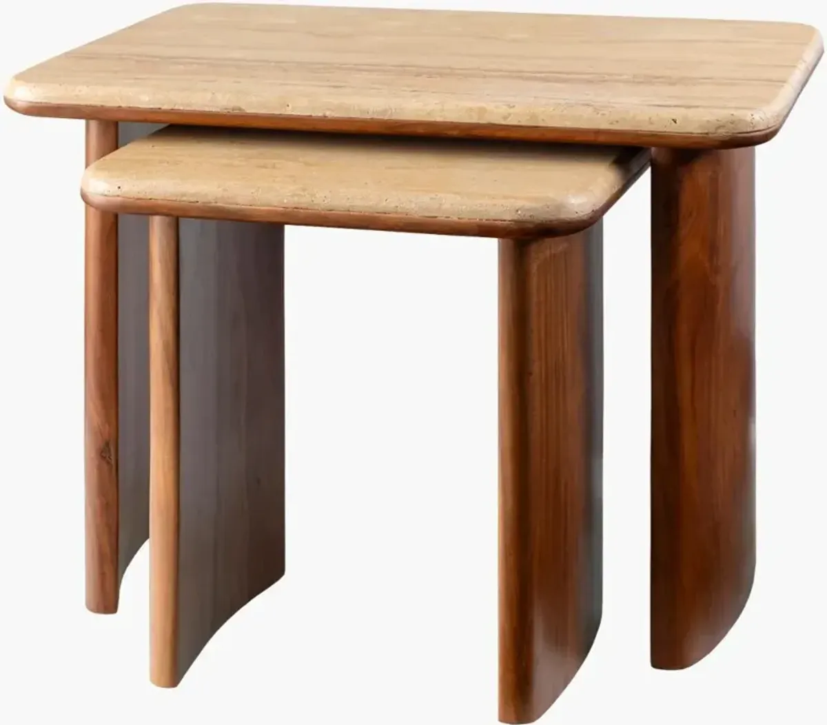 Aluna Wood and Stone Nesting End Tables