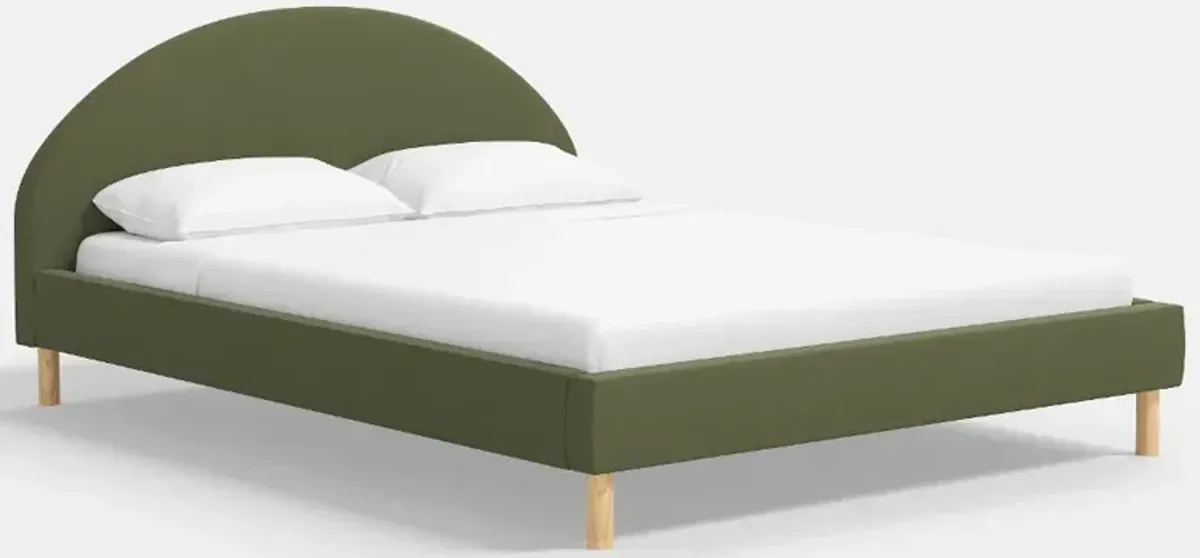 Armour Olive Velvet Platform Twin Bed