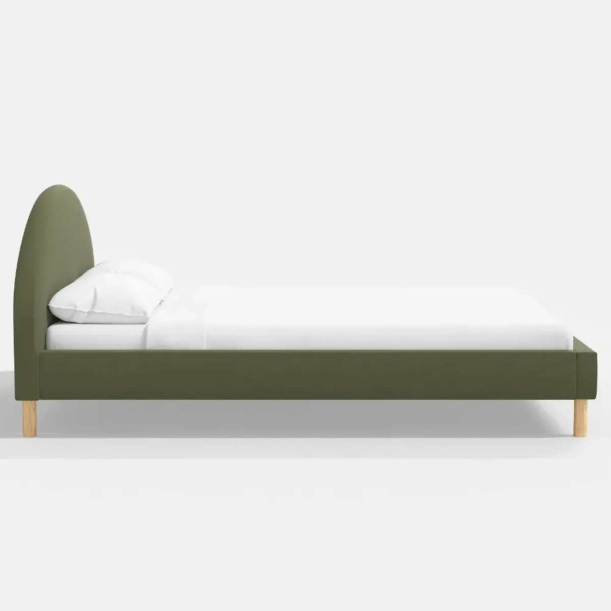 Armour Olive Velvet Platform Twin Bed