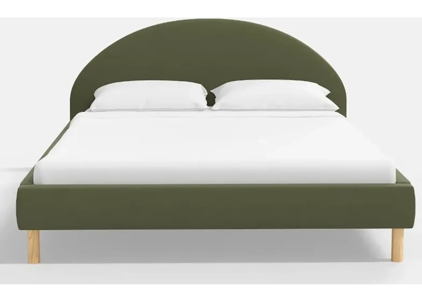 Armour Olive Velvet Platform Twin Bed