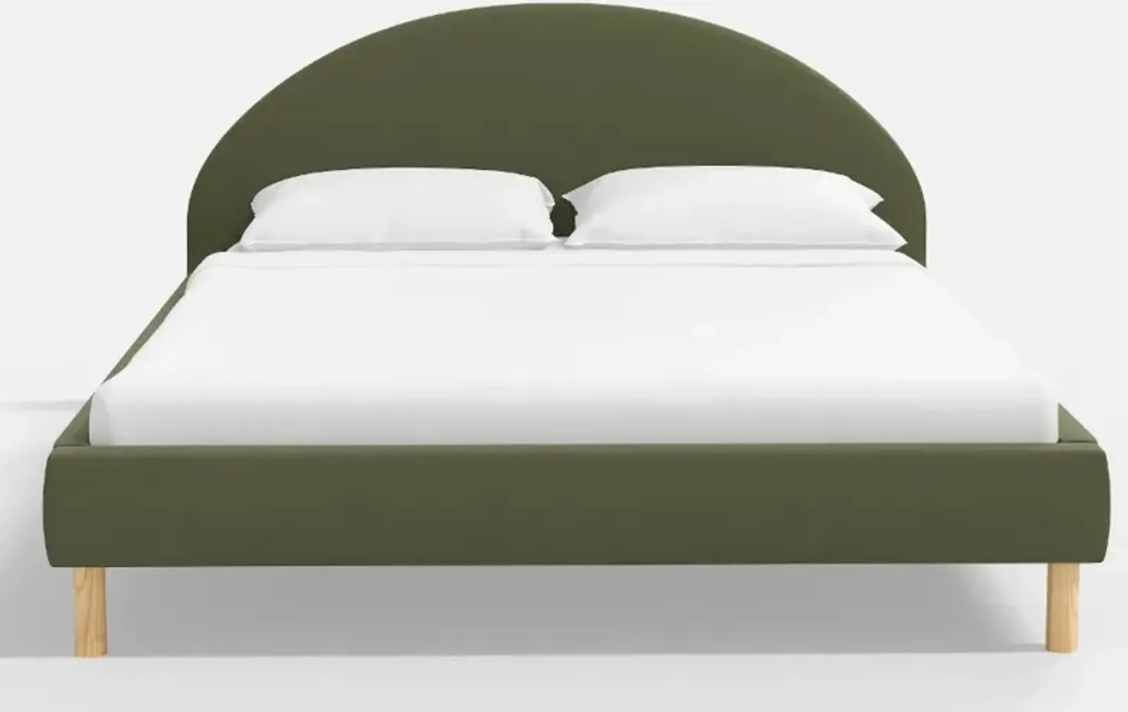 Armour Olive Velvet Platform Twin Bed