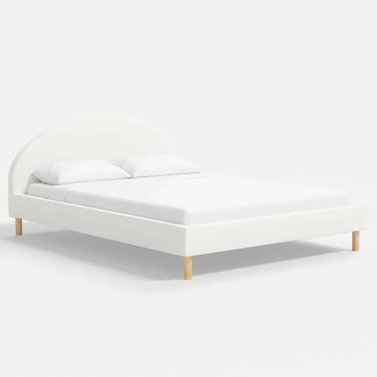 Armour White Linen Platform King Bed