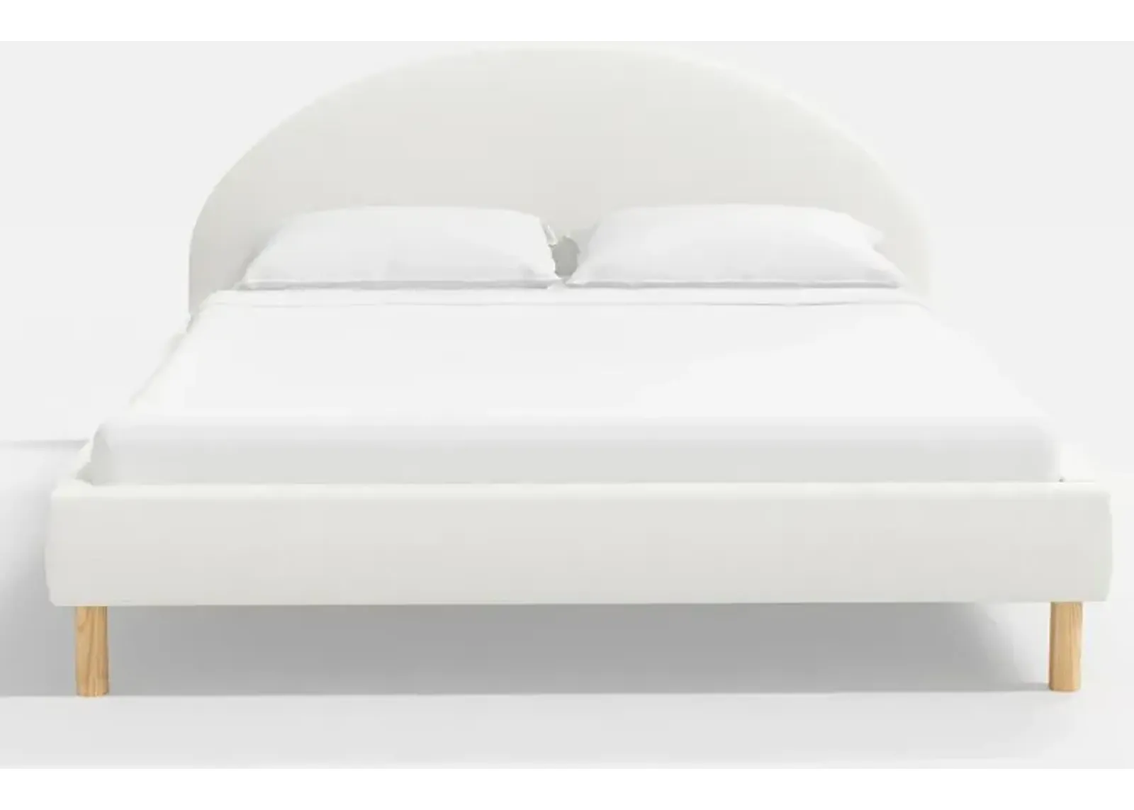 Armour White Linen Platform King Bed