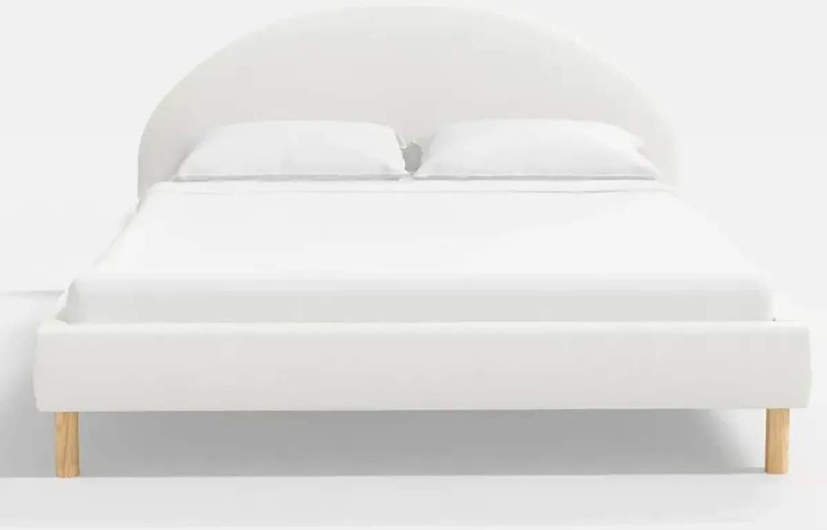 Armour White Linen Platform King Bed