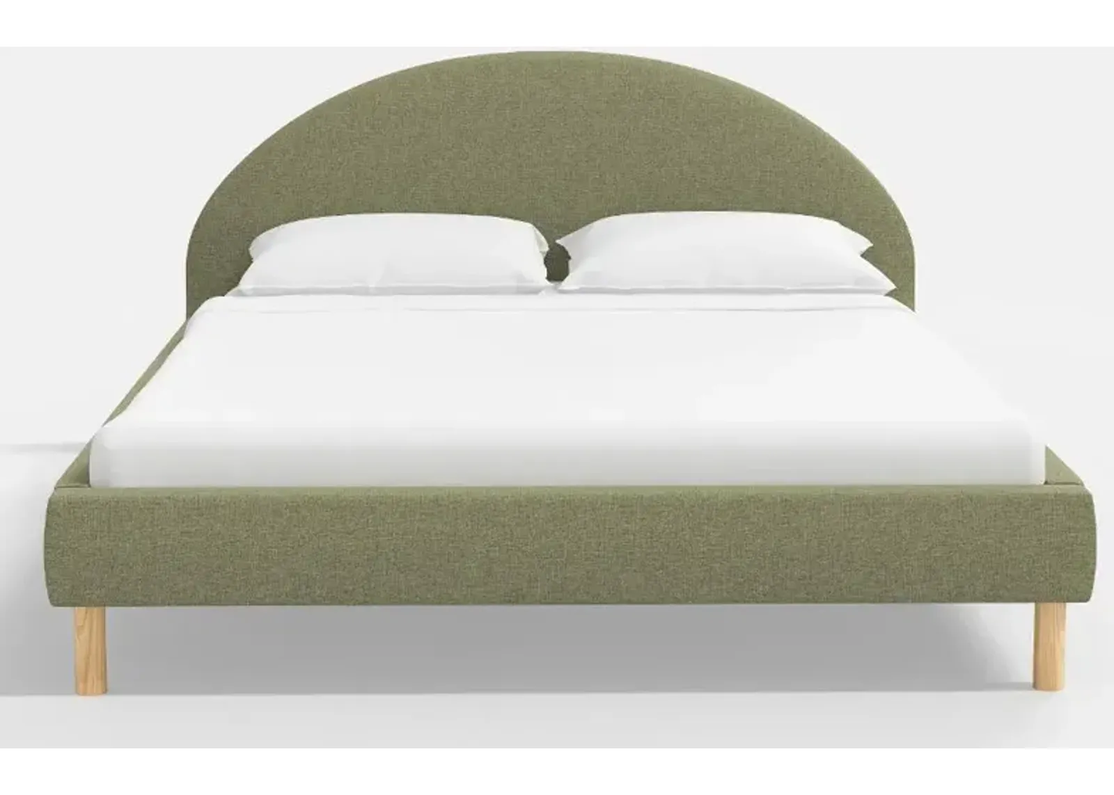 Armour Green Linen Platform Twin Bed