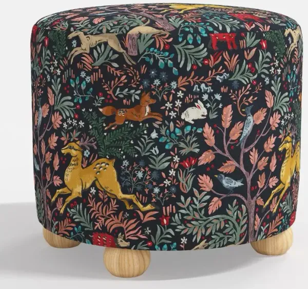 Maura Navy Frolic Ottoman