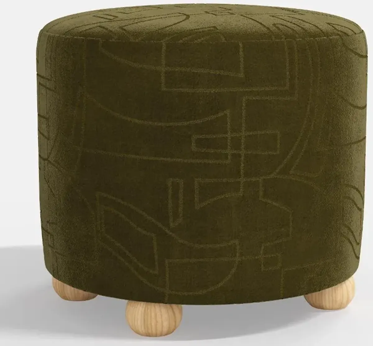 Maura Velvet Moss Ottoman