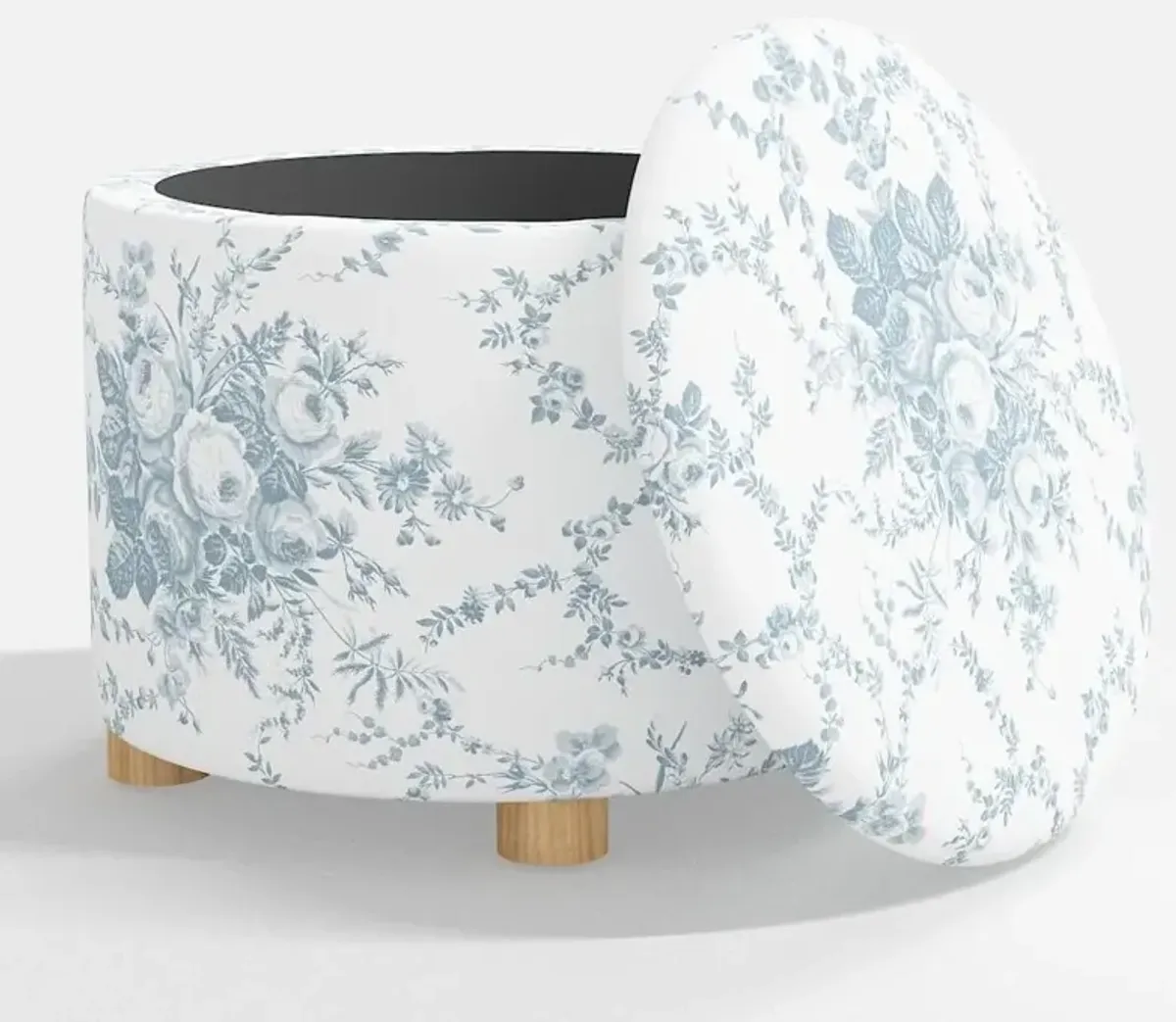 Bria Corsage Dusty Blue Storage Ottoman