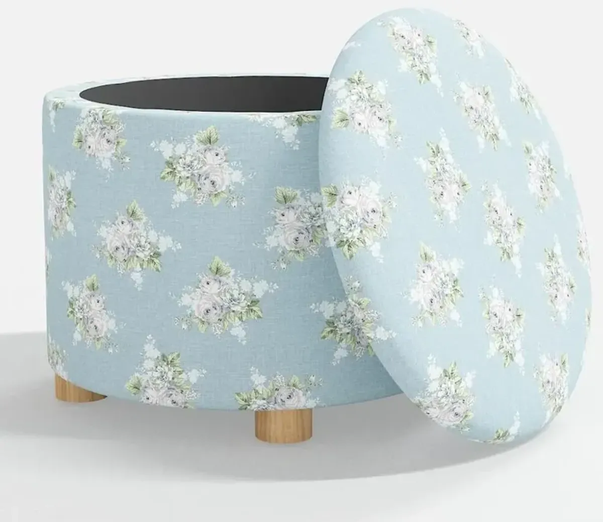 Bria Petite Bouquet Blue Storage Ottoman